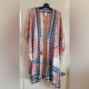 NWT Chico’s Stunning Medallion Silk Ruana Kimono Swim Coverup  Sz L/XL